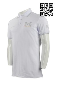 P675 訂製度身男裝Polo恤款式   製作繡花LOGOPolo恤  扁機撞色 2間   設計Polo恤款式  Polo恤專營    白色